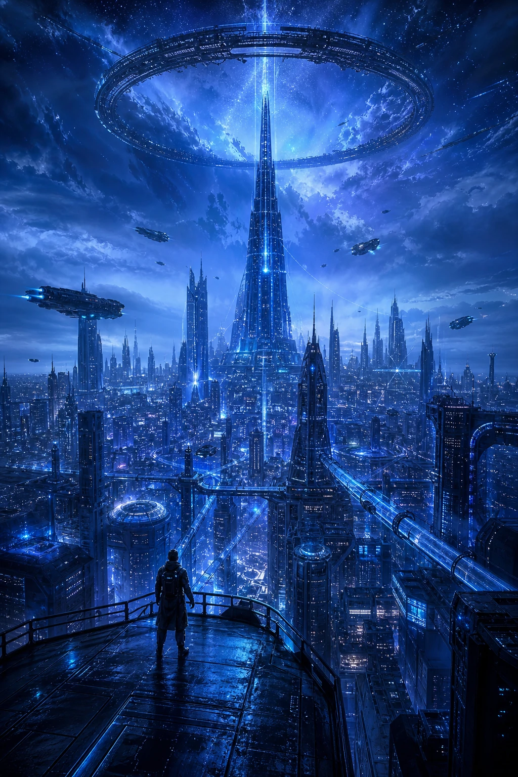 科幻城市场景提示词预览图